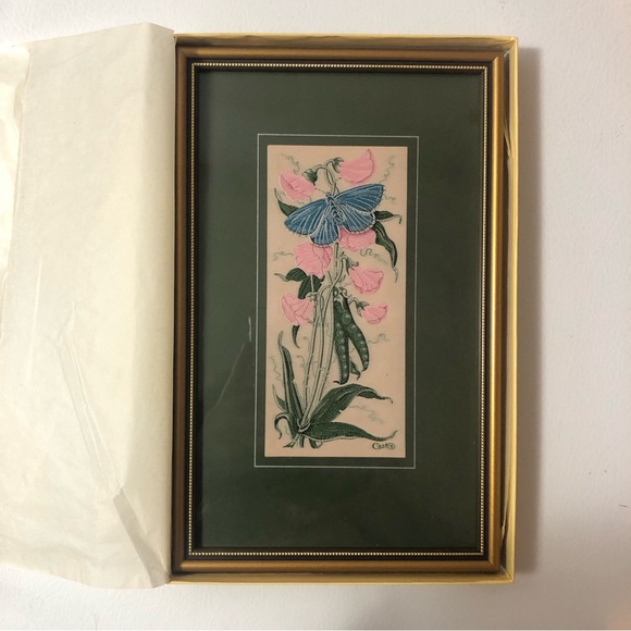 Cash's Collector Series Silk Woven Picture Common Blue Butterfly Sweet Peas J&J - Picture 13 of 16